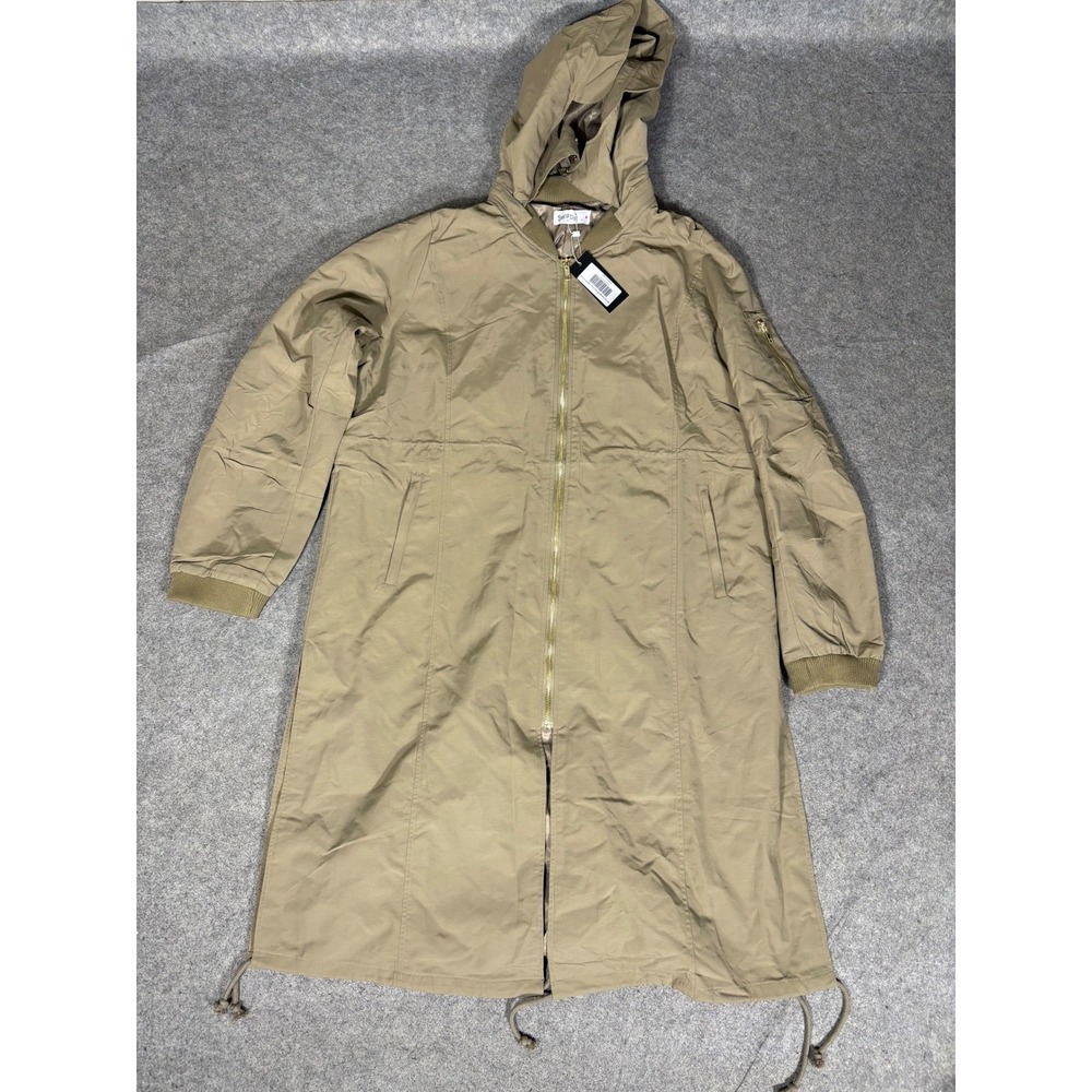 Swank A Posh Not Your Average Bomber Parka Light Olive Green Hooded Jacket Large